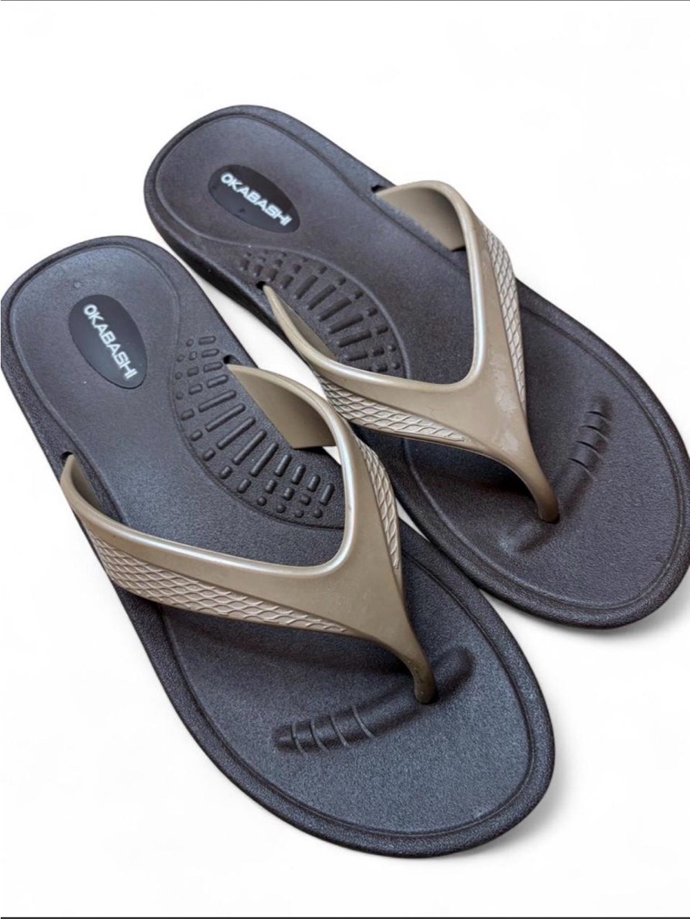 Okabashi Women's Flip Flop Sandals Brown Taupe Size S 6.5 Made in USA Ergonomic